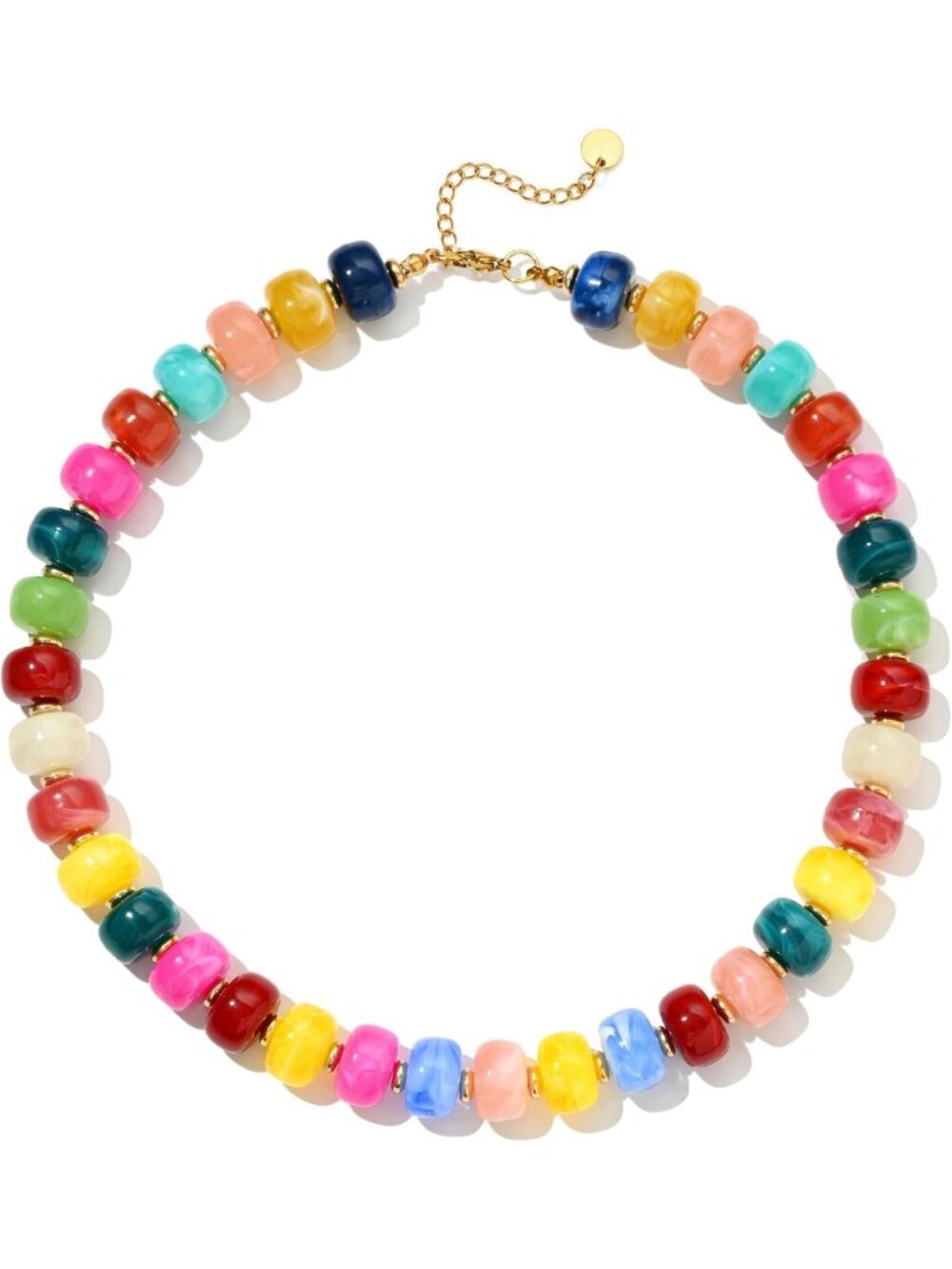 Colorful Boho Chunky Beaded Choker Necklace - Trendy Summer Beach Jewelry for